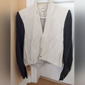 Helmut Lang Fabulous Linen and Leather Jacket, sz 4 (small)
